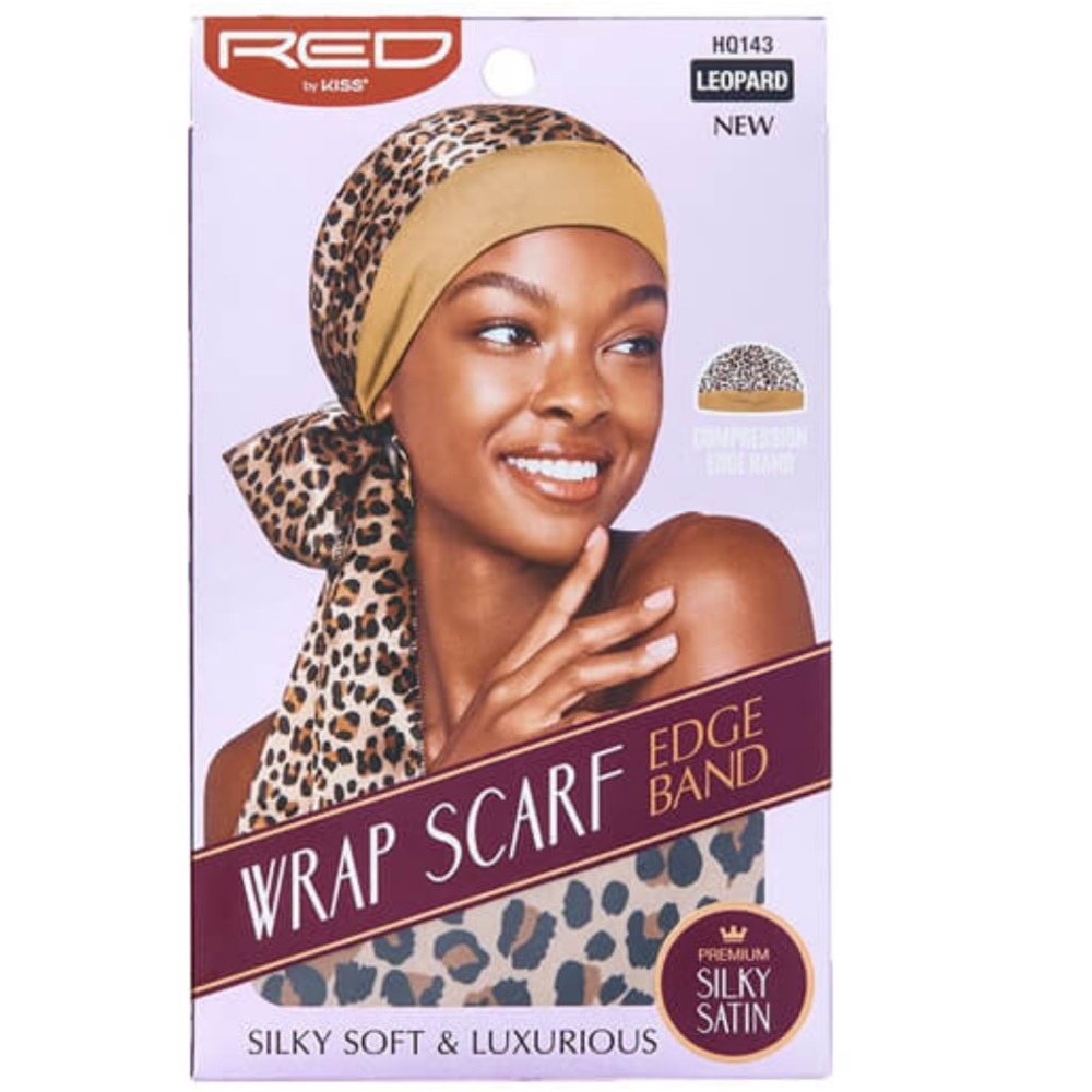 NEW Red by Kiss wrap scarf edge band silky soft and luxurious leopard #hair